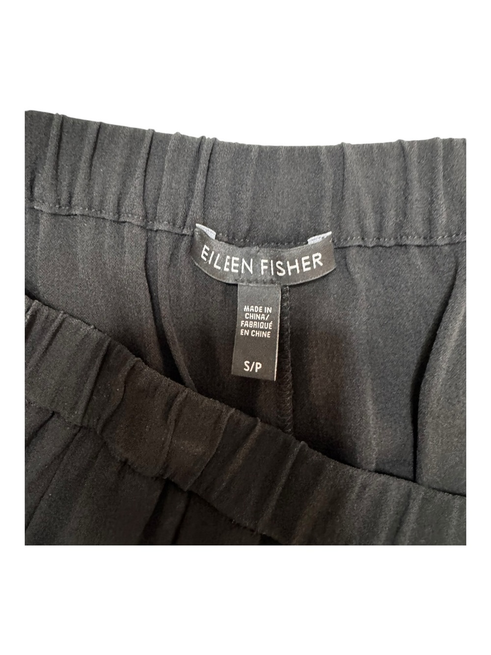 Eileen Fisher Solid Black 100% Silk Georgette Pull-On Tapered Pants Size Small P - Picture 4 of 5